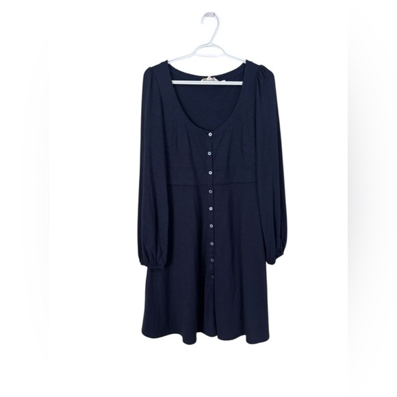 Boden NWT navy Tencel blouson longsleeve Jersey button front casual dress size 8 - Picture 7 of 14